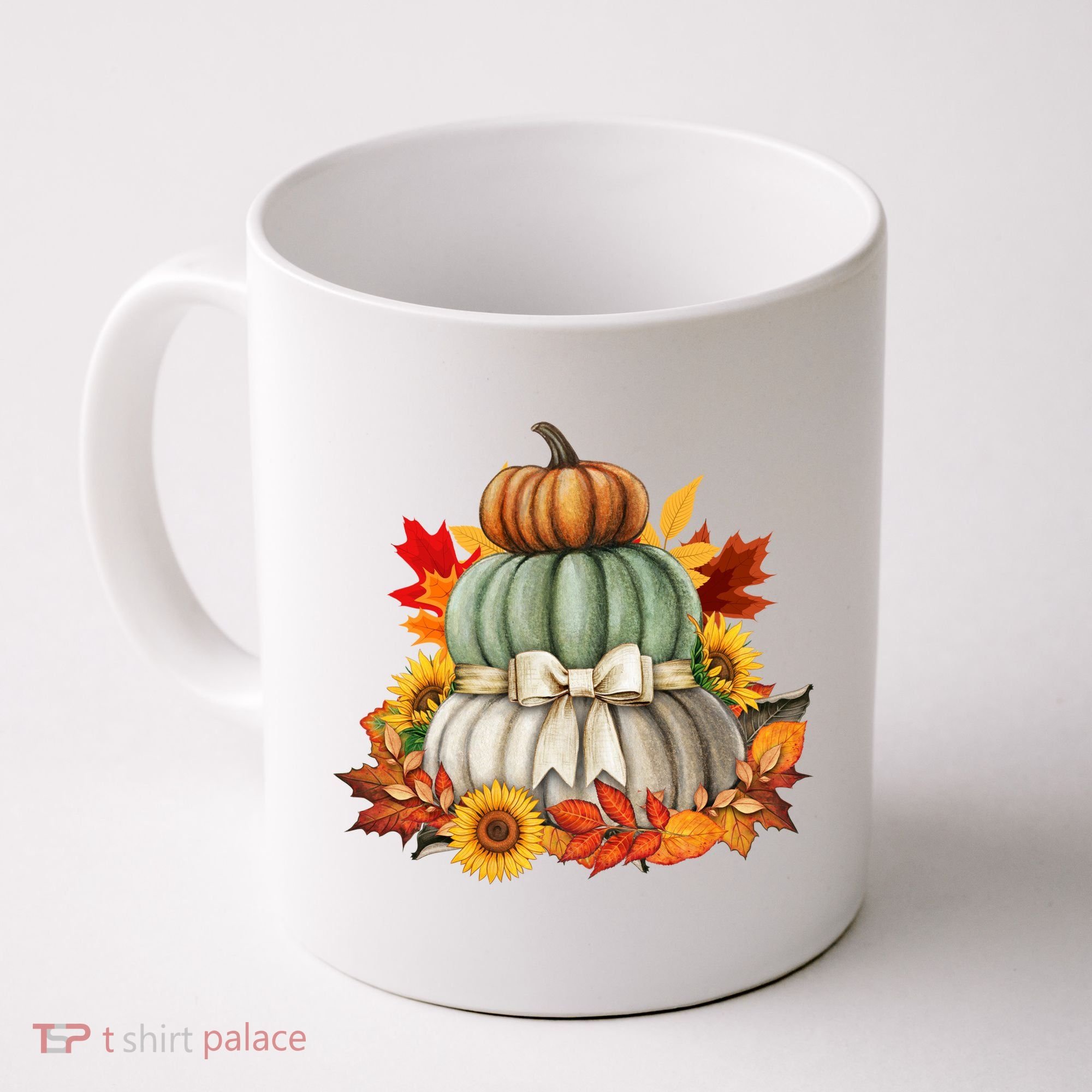 Pumpkin Sunflower Autumn Leaves Coffee Mug