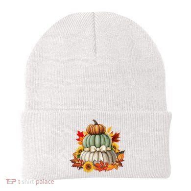 Pumpkin Sunflower Autumn Leaves Beanie