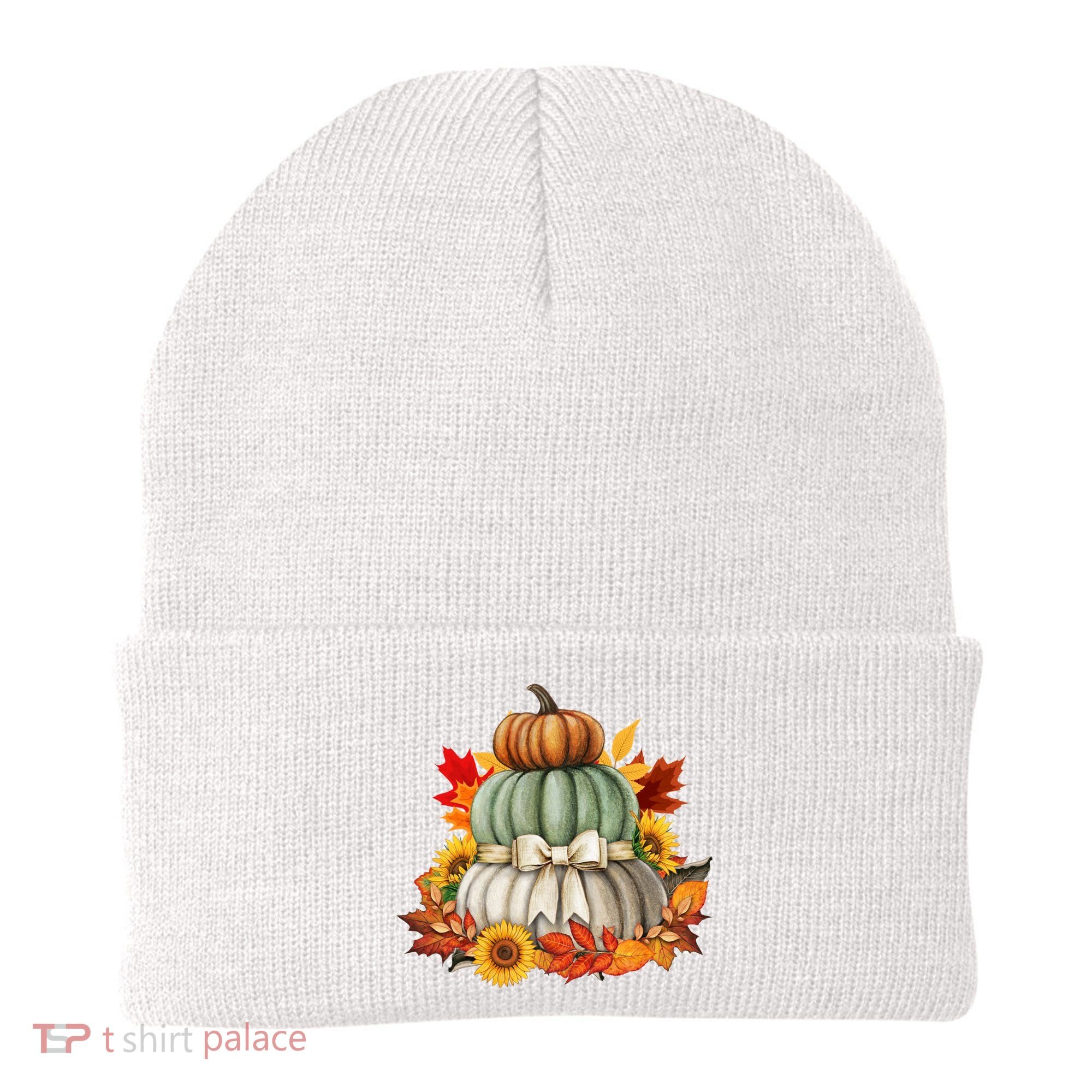 Pumpkin Sunflower Autumn Leaves Beanie