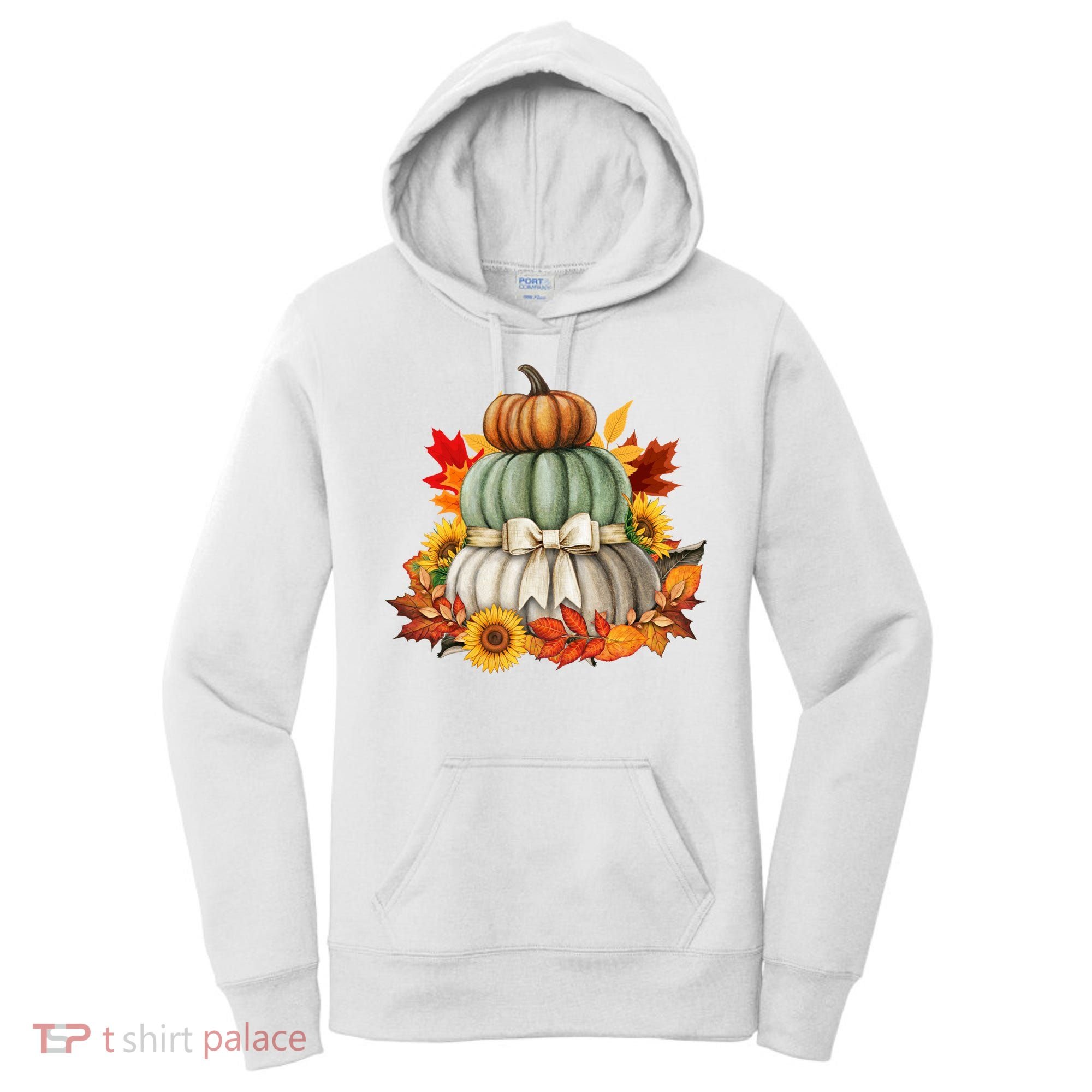 Pumpkin Sunflower Autumn Leaves Women's Hoodie
