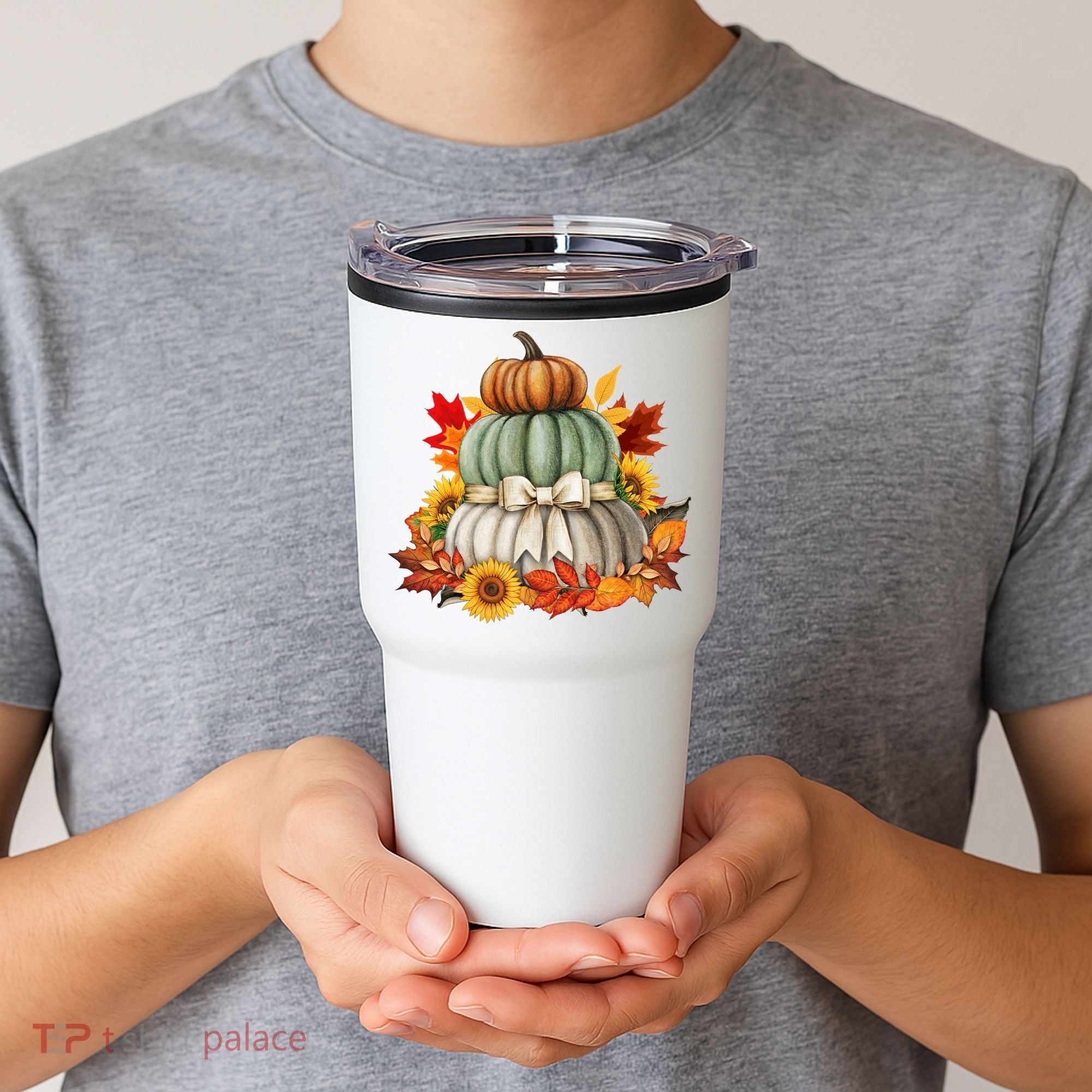 Pumpkin Sunflower Autumn Leaves Tumbler