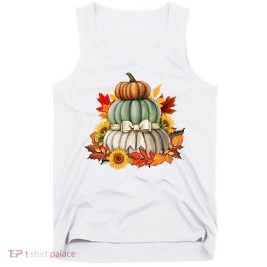 Pumpkin Sunflower Autumn Leaves Tank Top