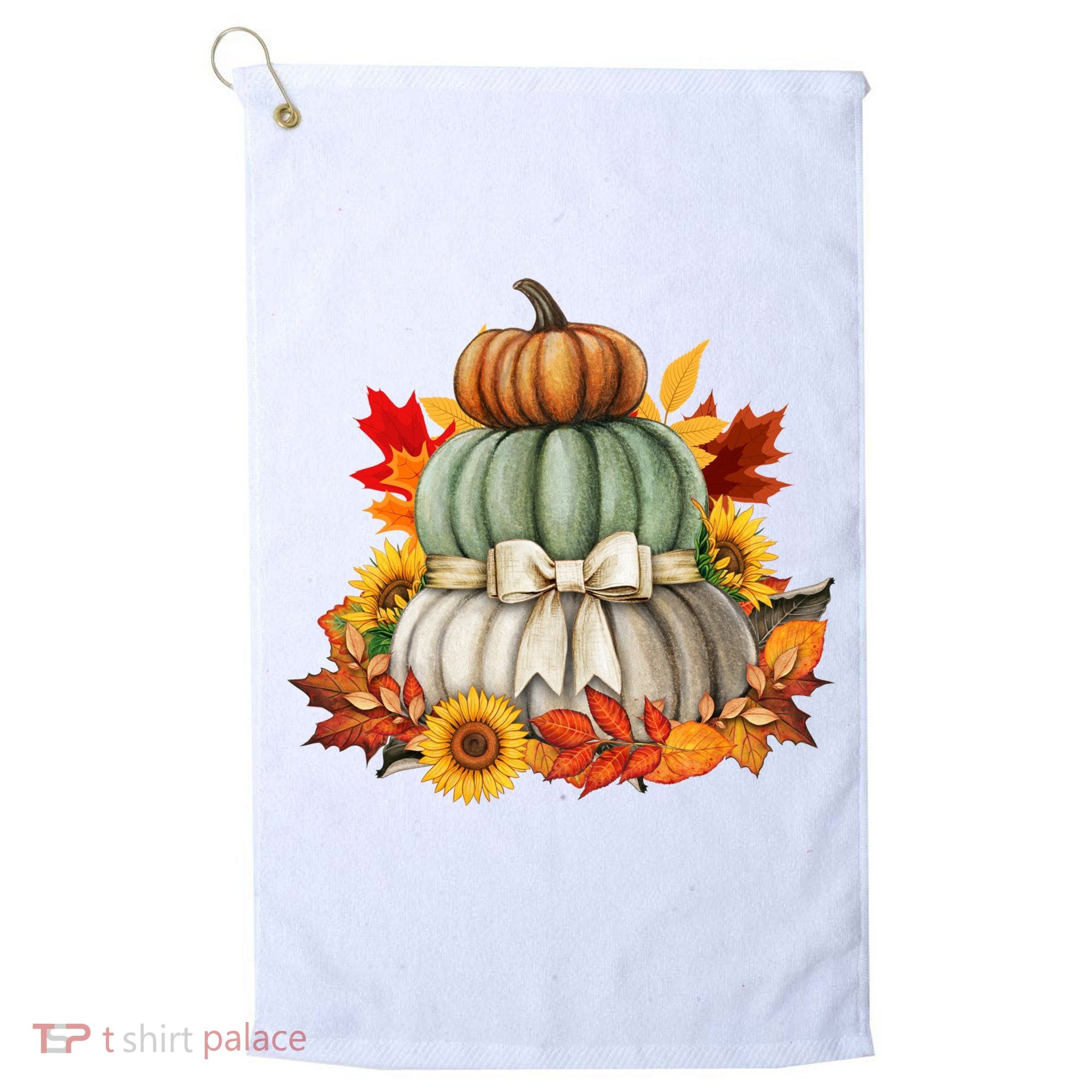 Pumpkin Sunflower Autumn Leaves Golf Towel