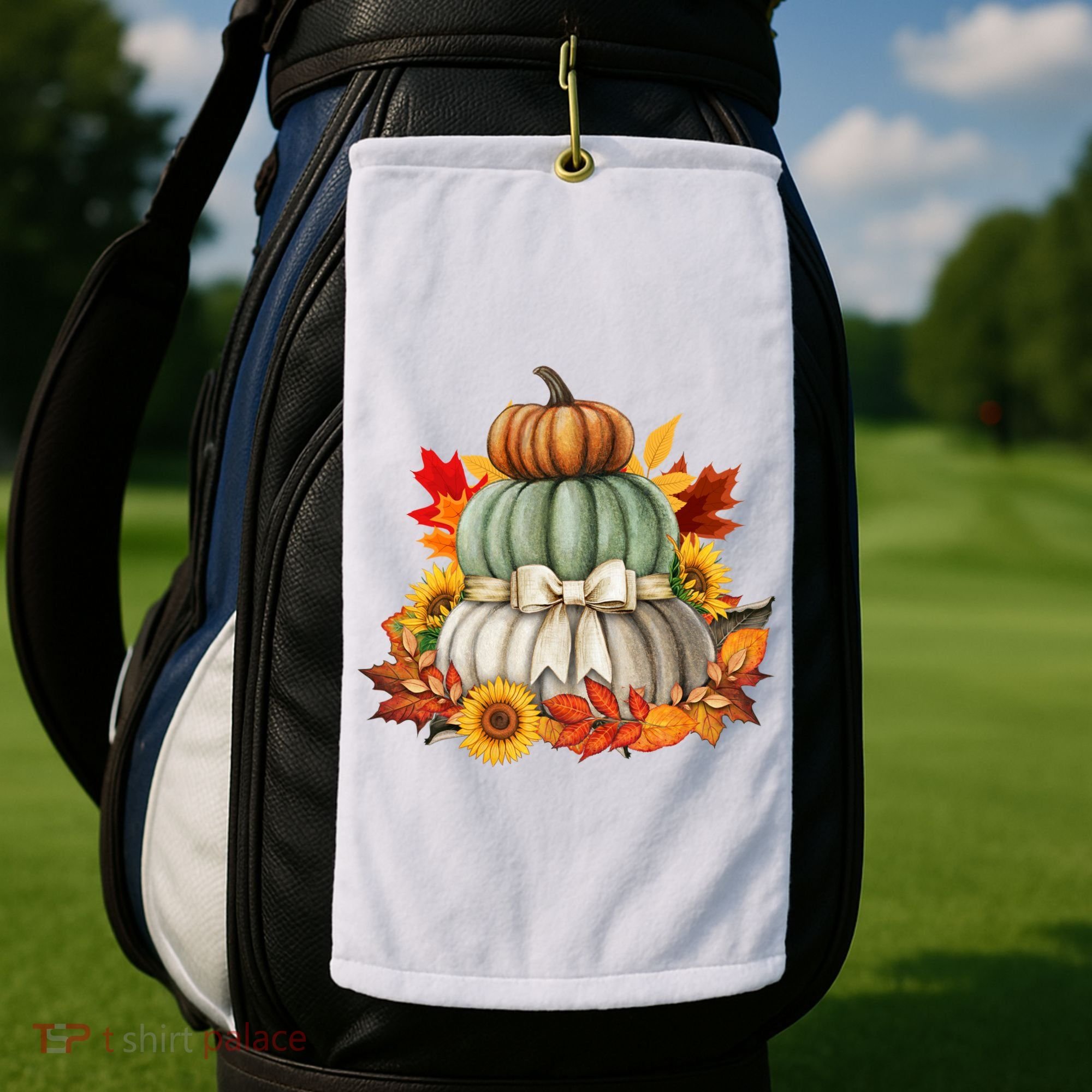 Pumpkin Sunflower Autumn Leaves Golf Towel