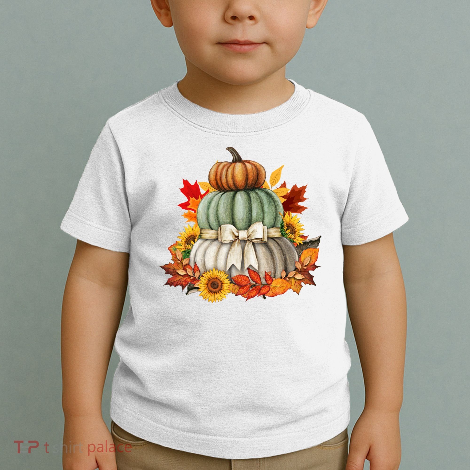 Pumpkin Sunflower Autumn Leaves Toddler T-Shirt