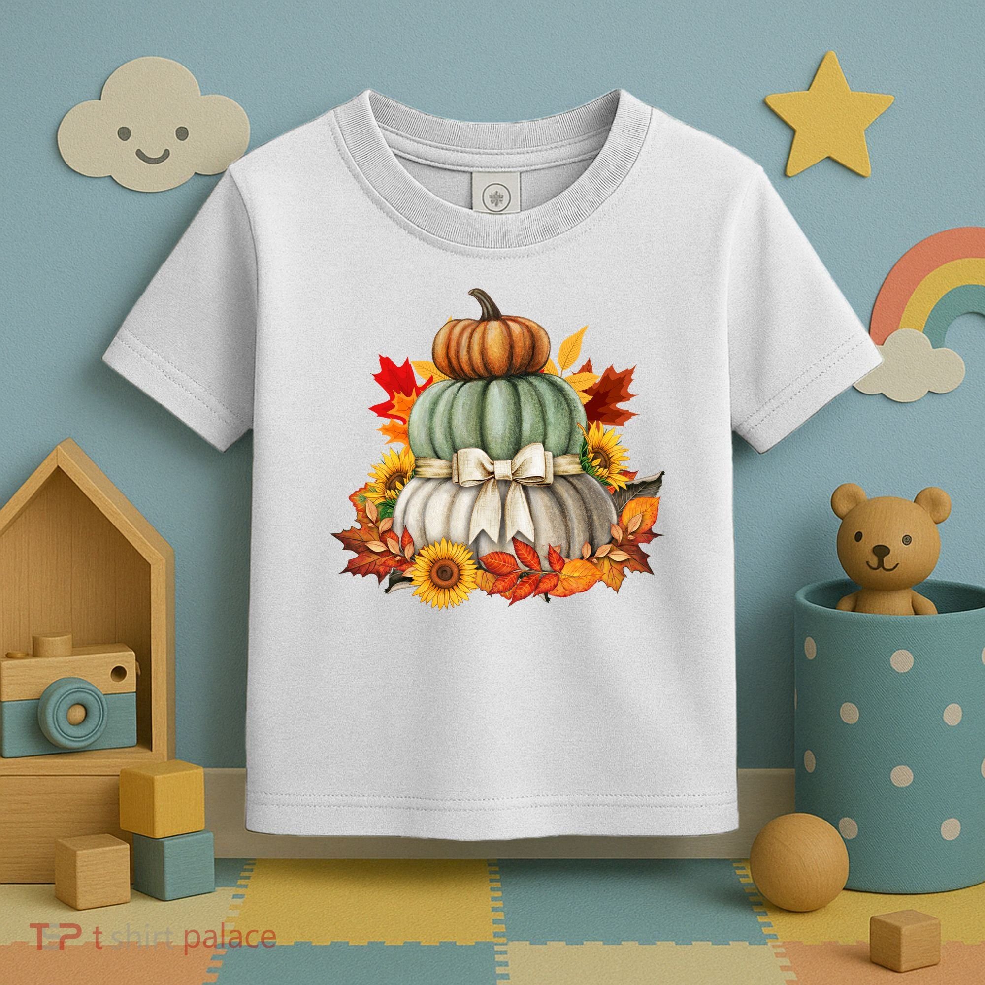 Pumpkin Sunflower Autumn Leaves Toddler T-Shirt