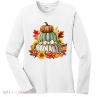 Pumpkin Sunflower Autumn Leaves Women's Long Sleeve Shirt thumb 0