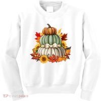 Pumpkin Sunflower Autumn Leaves Kids Sweatshirt thumb 0