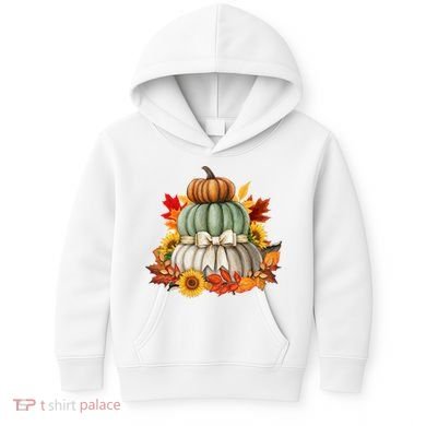 Pumpkin Sunflower Autumn Leaves Kids Hoodie