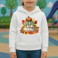 Pumpkin Sunflower Autumn Leaves Kids Hoodie thumb 3