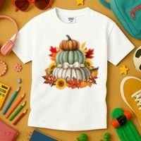 Pumpkin Sunflower Autumn Leaves Kids T-Shirt thumb 3
