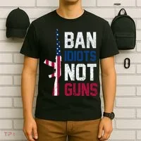 Pro Second Amendment Gun Rights Ban Idiots Not Guns T-Shirt thumb 6