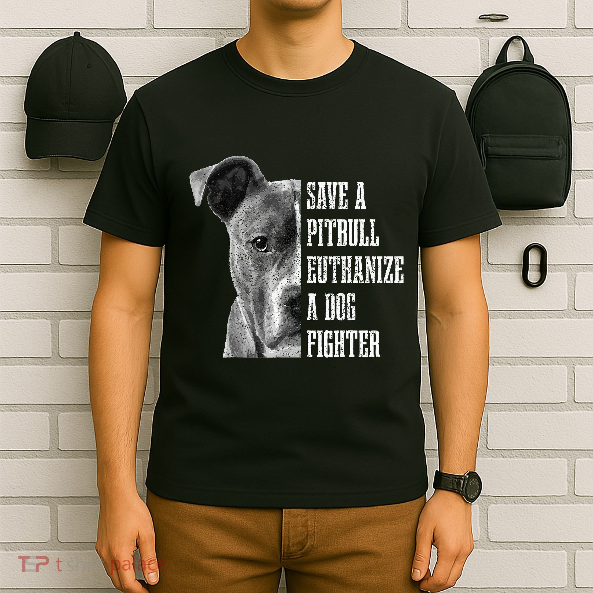 Pitbull Save A Pitbull Funny Dog Rescue Pitbull Mom Dad T-Shirt