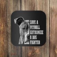 Pitbull Save A Pitbull Funny Dog Rescue Pitbull Mom Dad Coaster thumb 0