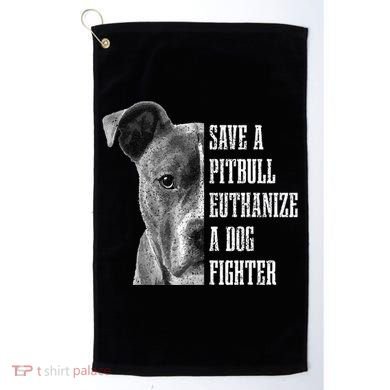 Pitbull Save A Pitbull Funny Dog Rescue Pitbull Mom Dad Golf Towel
