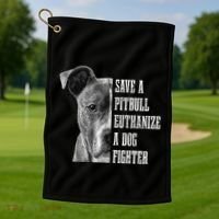 Pitbull Save A Pitbull Funny Dog Rescue Pitbull Mom Dad Golf Towel thumb 1