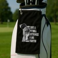 Pitbull Save A Pitbull Funny Dog Rescue Pitbull Mom Dad Golf Towel thumb 2
