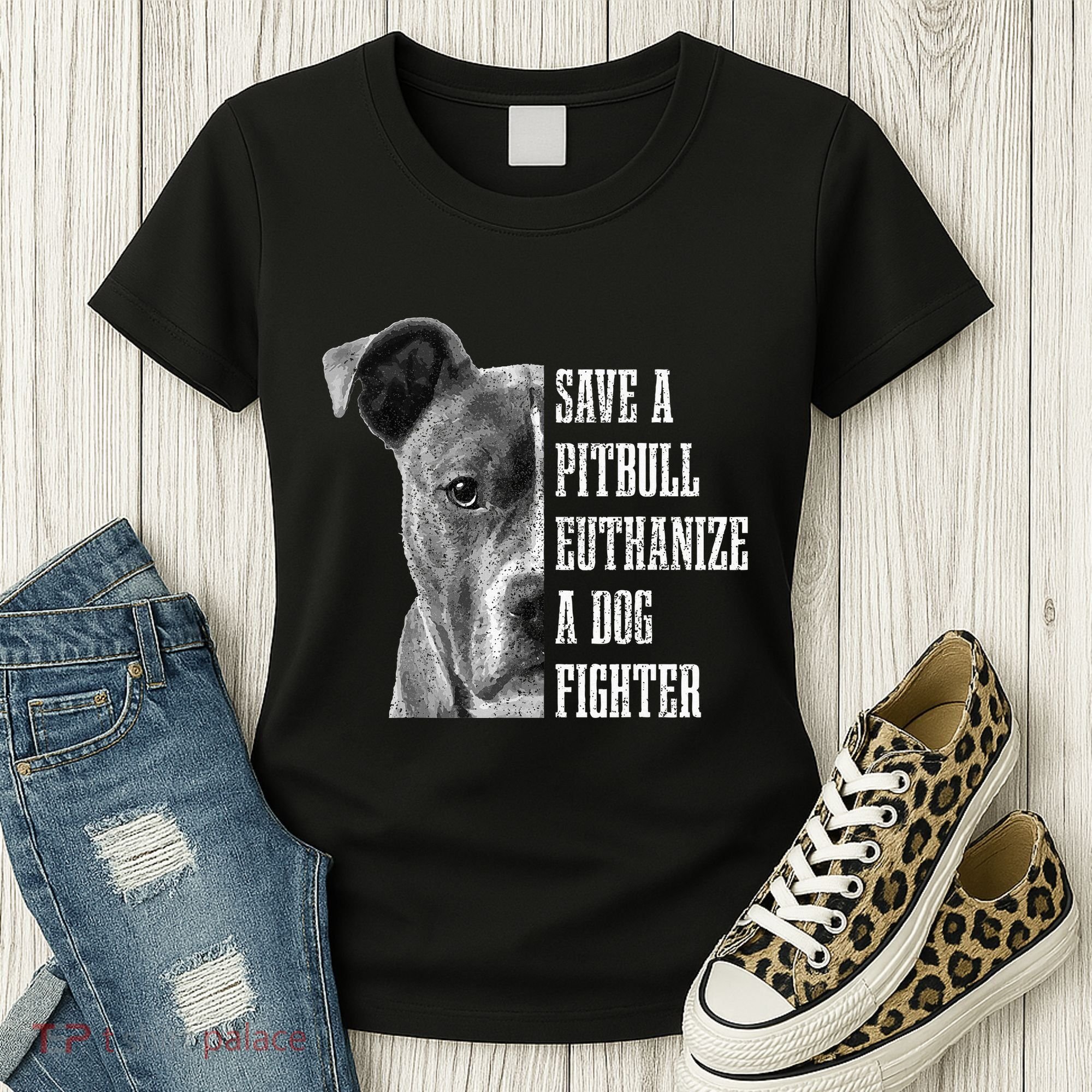 Pitbull Save A Pitbull Funny Dog Rescue Pitbull Mom Dad Women's T-Shirt