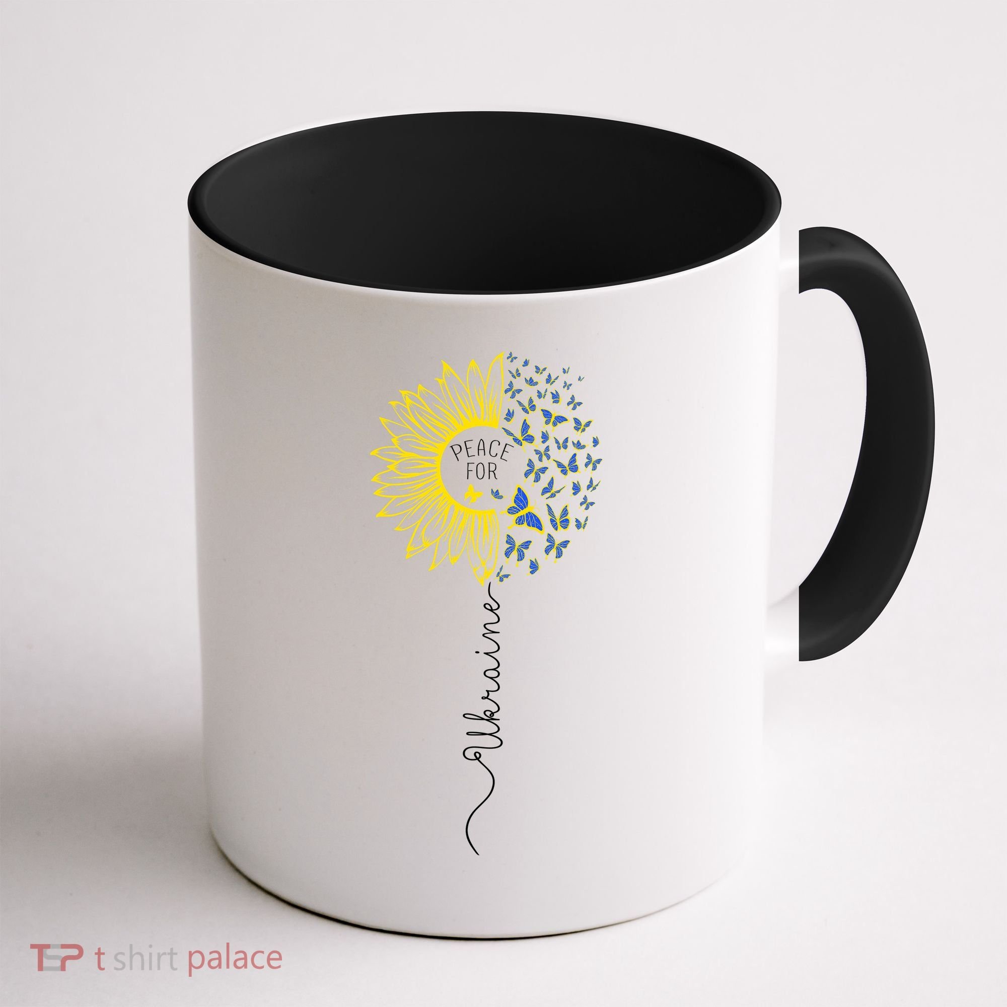 Peace Sunflower Butterflies Flag Support Coffee Mug