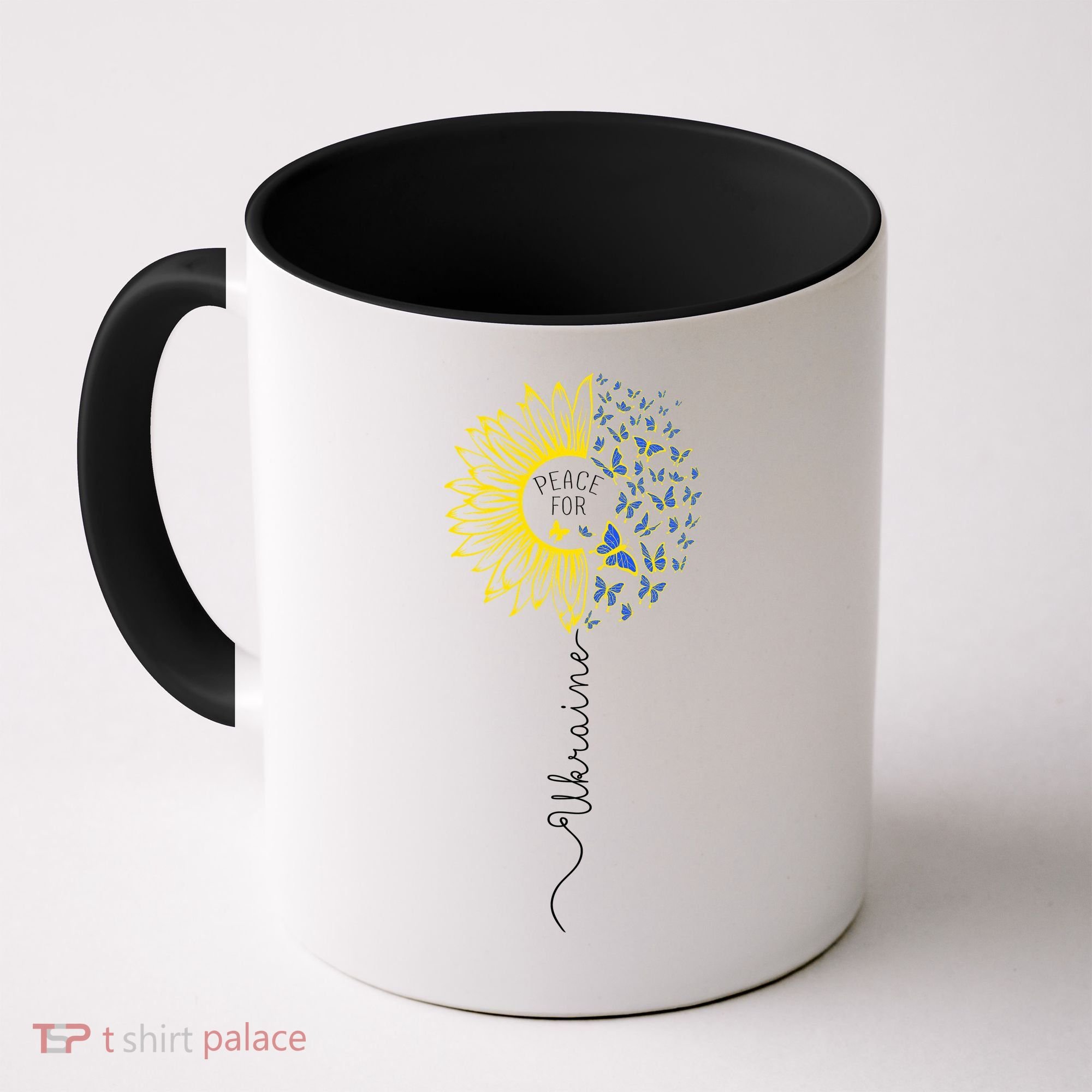 Peace Sunflower Butterflies Flag Support Coffee Mug