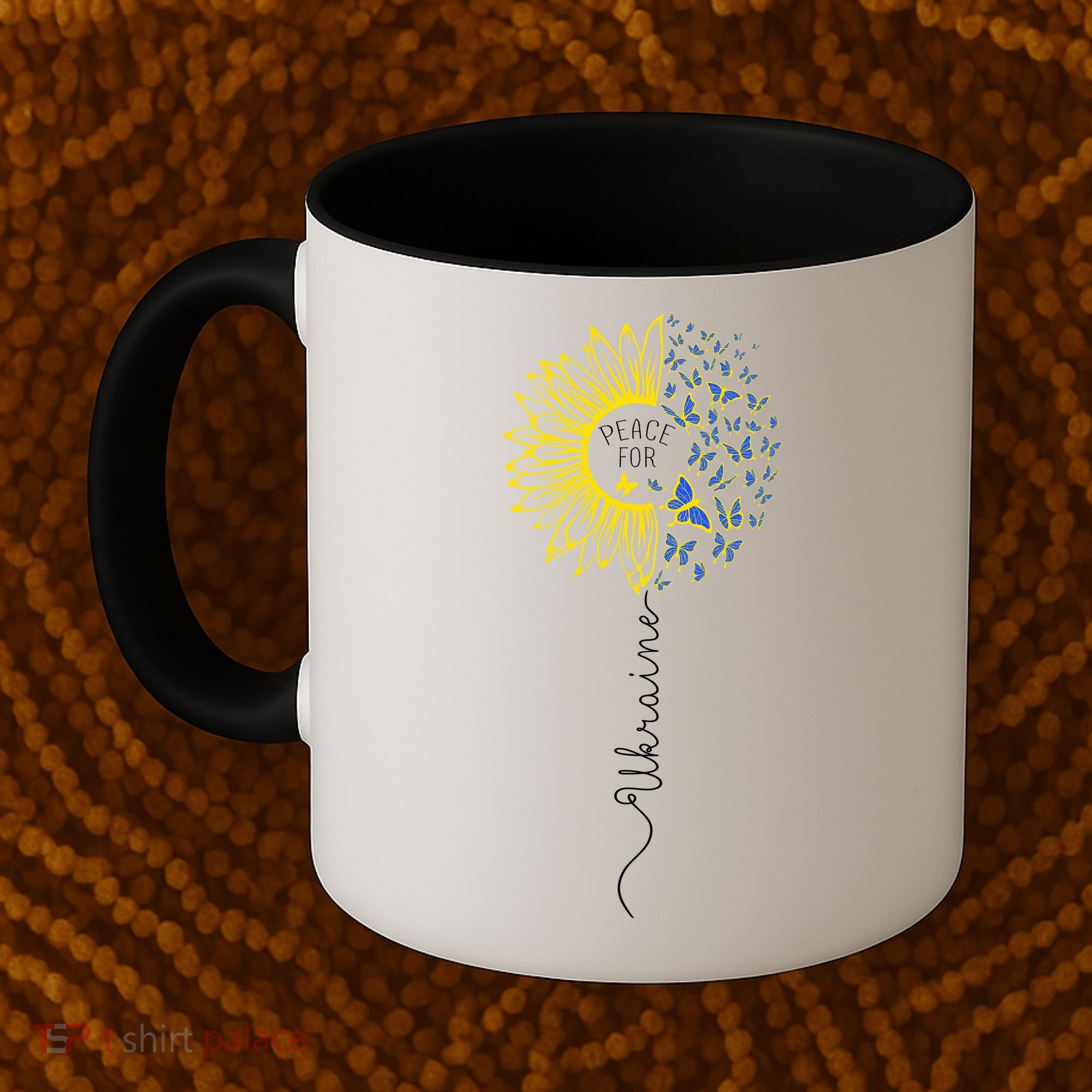Peace Sunflower Butterflies Flag Support Coffee Mug