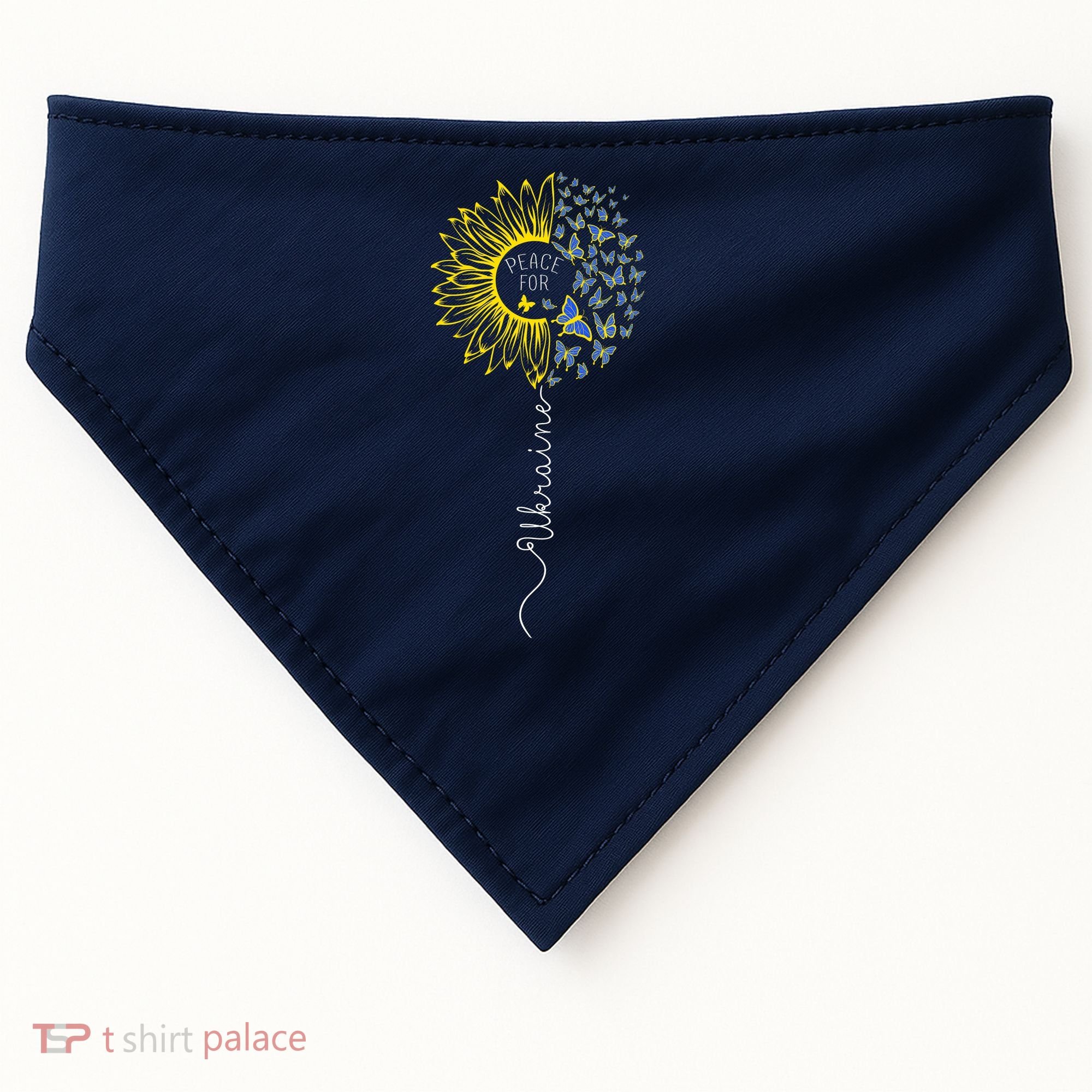 Peace Sunflower Butterflies Flag Support USA-Made Doggie Bandana
