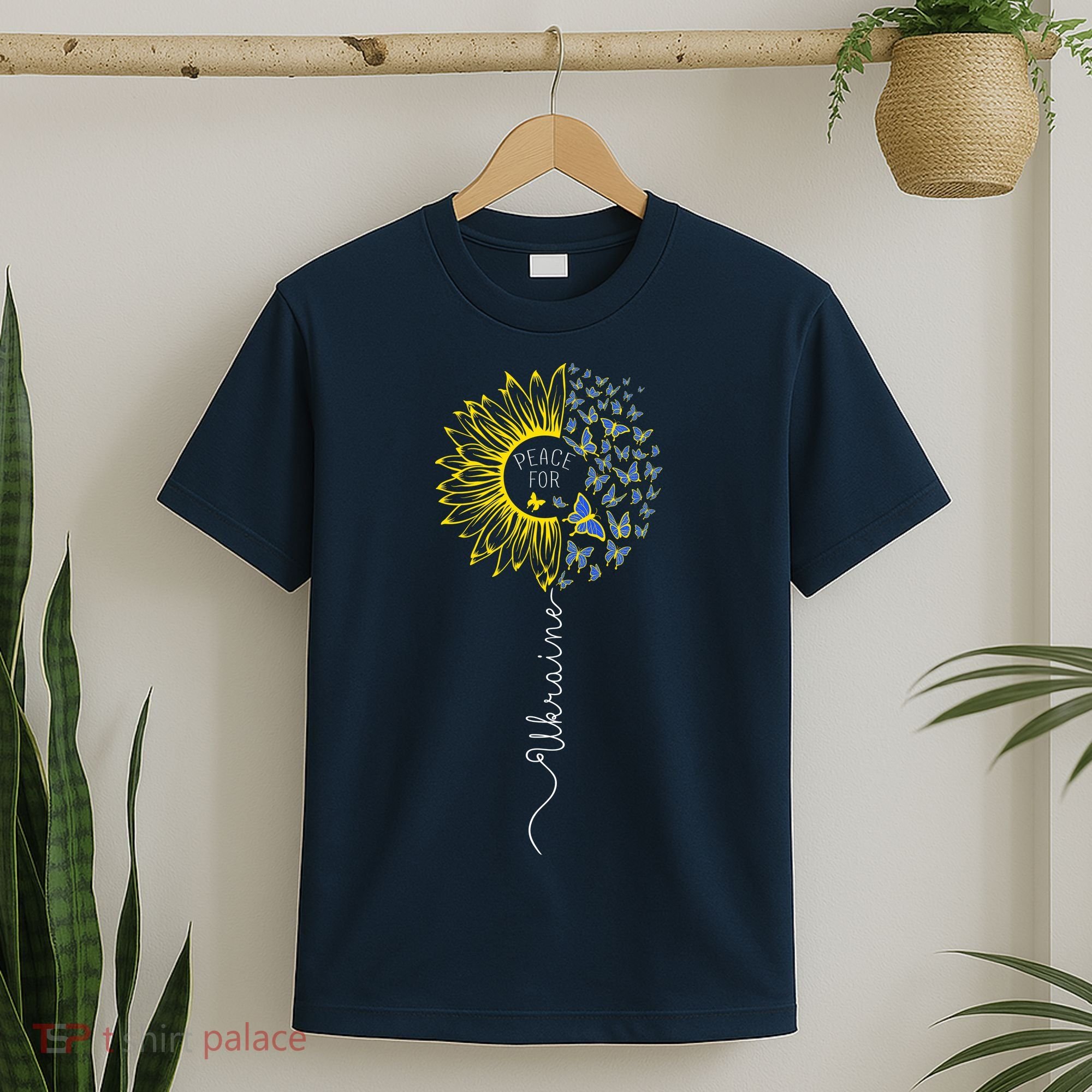 Peace Sunflower Butterflies Flag Support T-Shirt