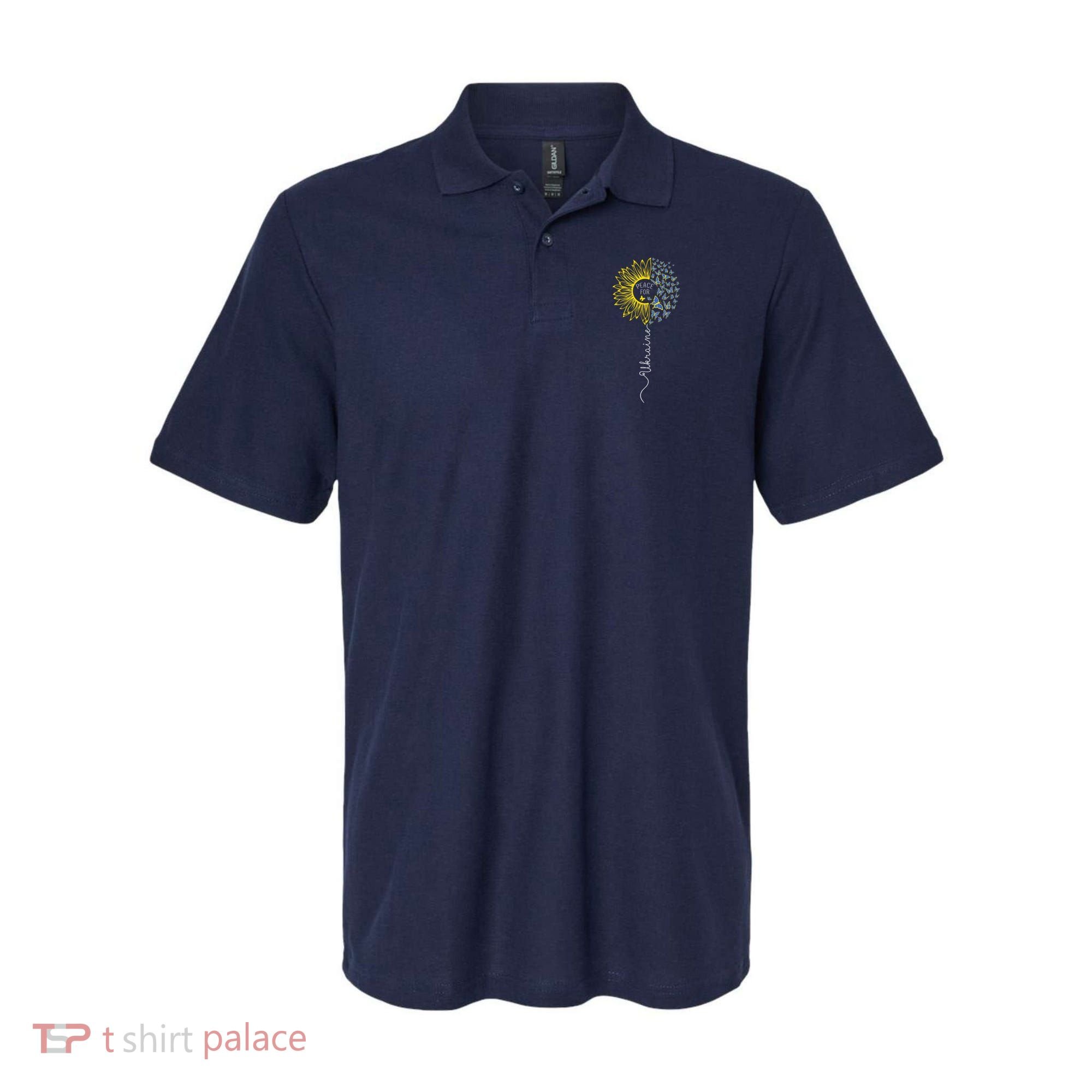 Peace Sunflower Butterflies Flag Support Polo