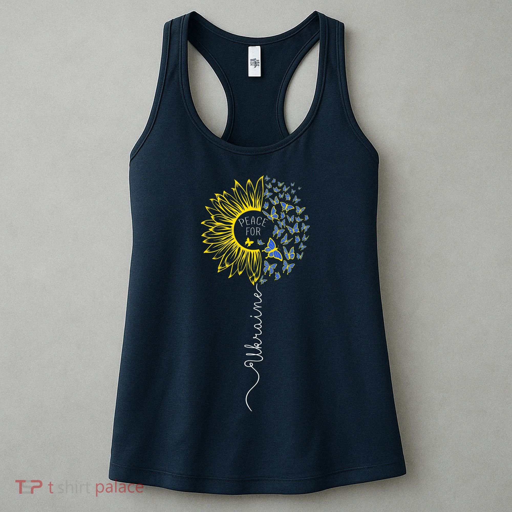 Peace Sunflower Butterflies Flag Support Women's Tank Top