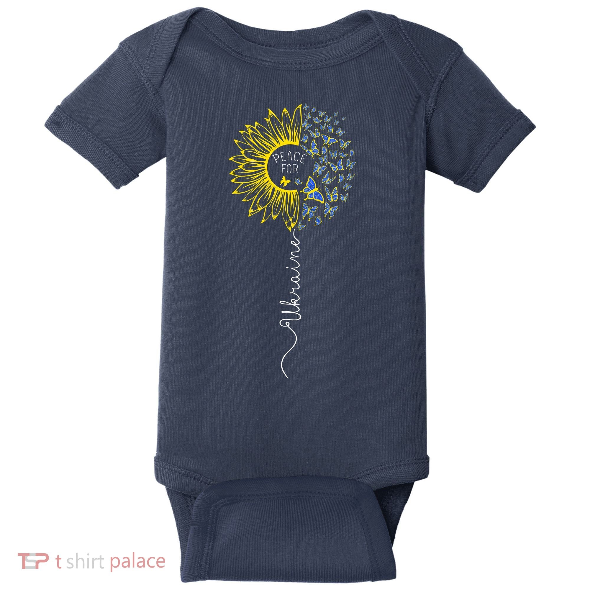 Peace Sunflower Butterflies Flag Support Baby Bodysuit