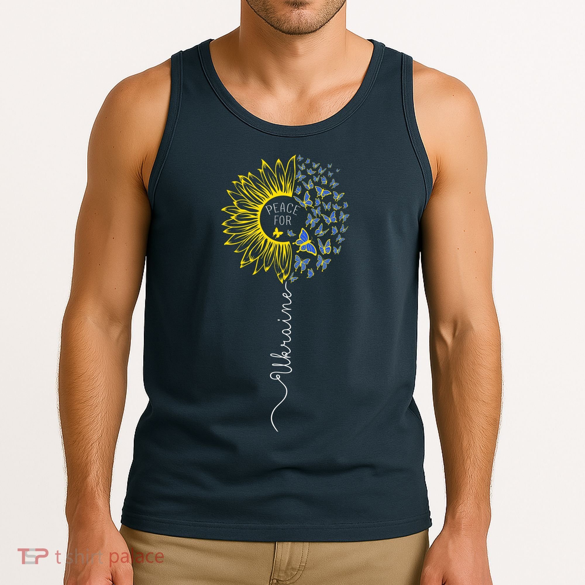 Peace Sunflower Butterflies Flag Support Tank Top