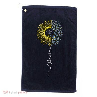 Peace Sunflower Butterflies Flag Support Golf Towel