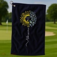 Peace Sunflower Butterflies Flag Support Golf Towel thumb 1