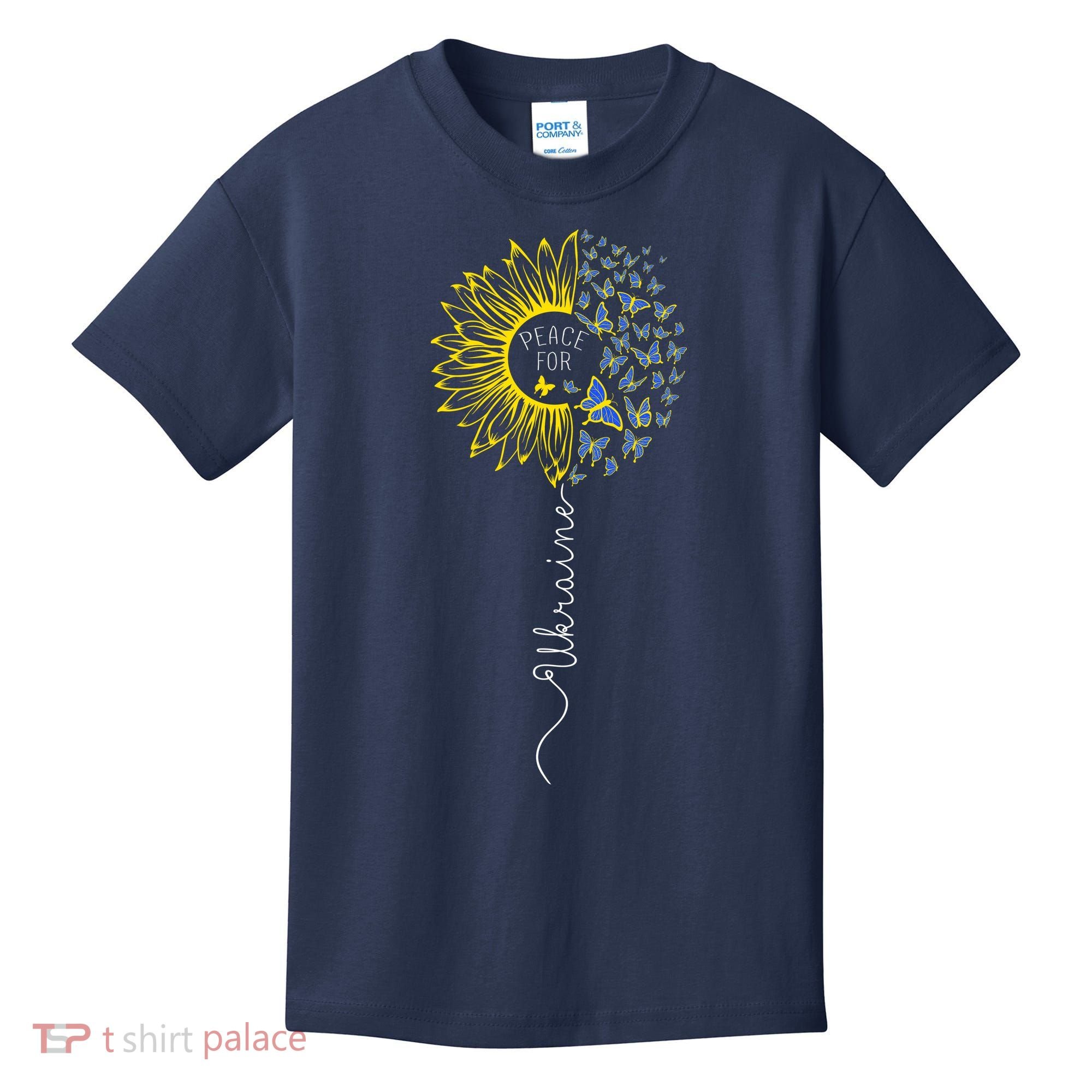 Peace Sunflower Butterflies Flag Support Kids T-Shirt