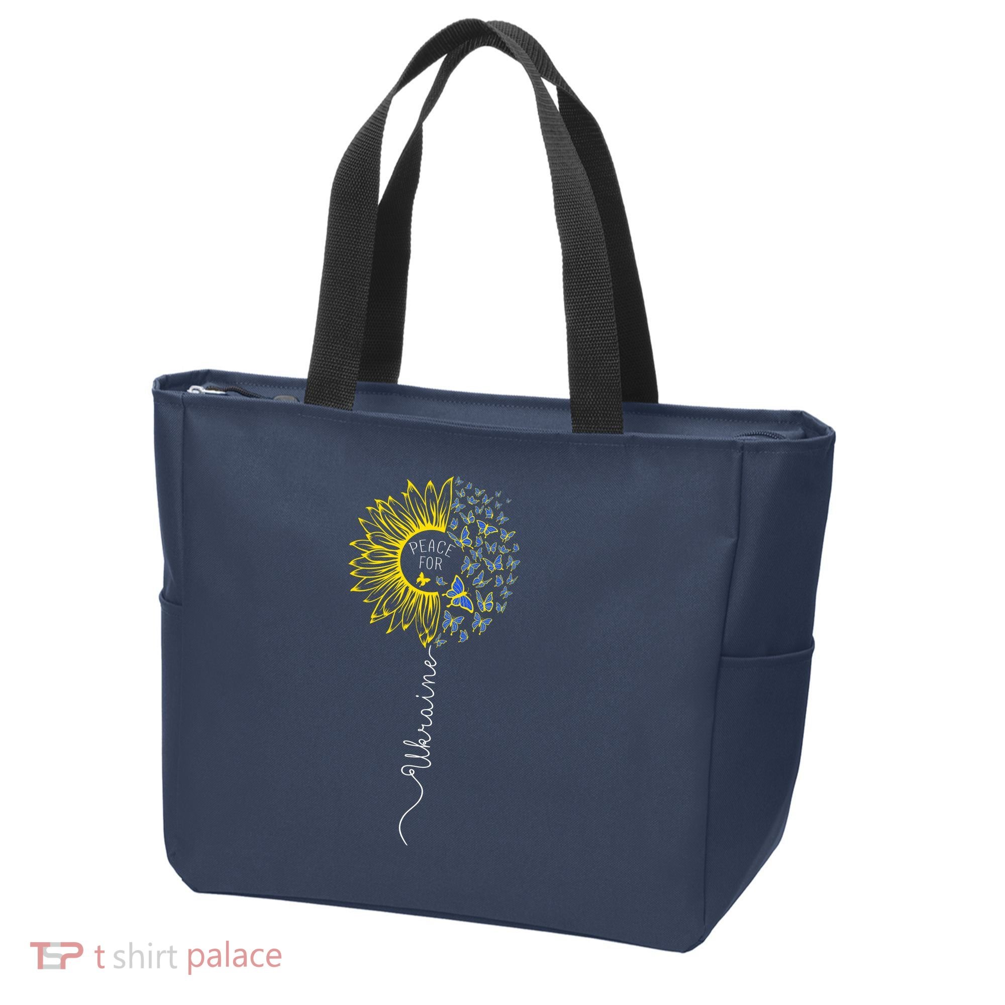 Peace Sunflower Butterflies Flag Support Tote Bag