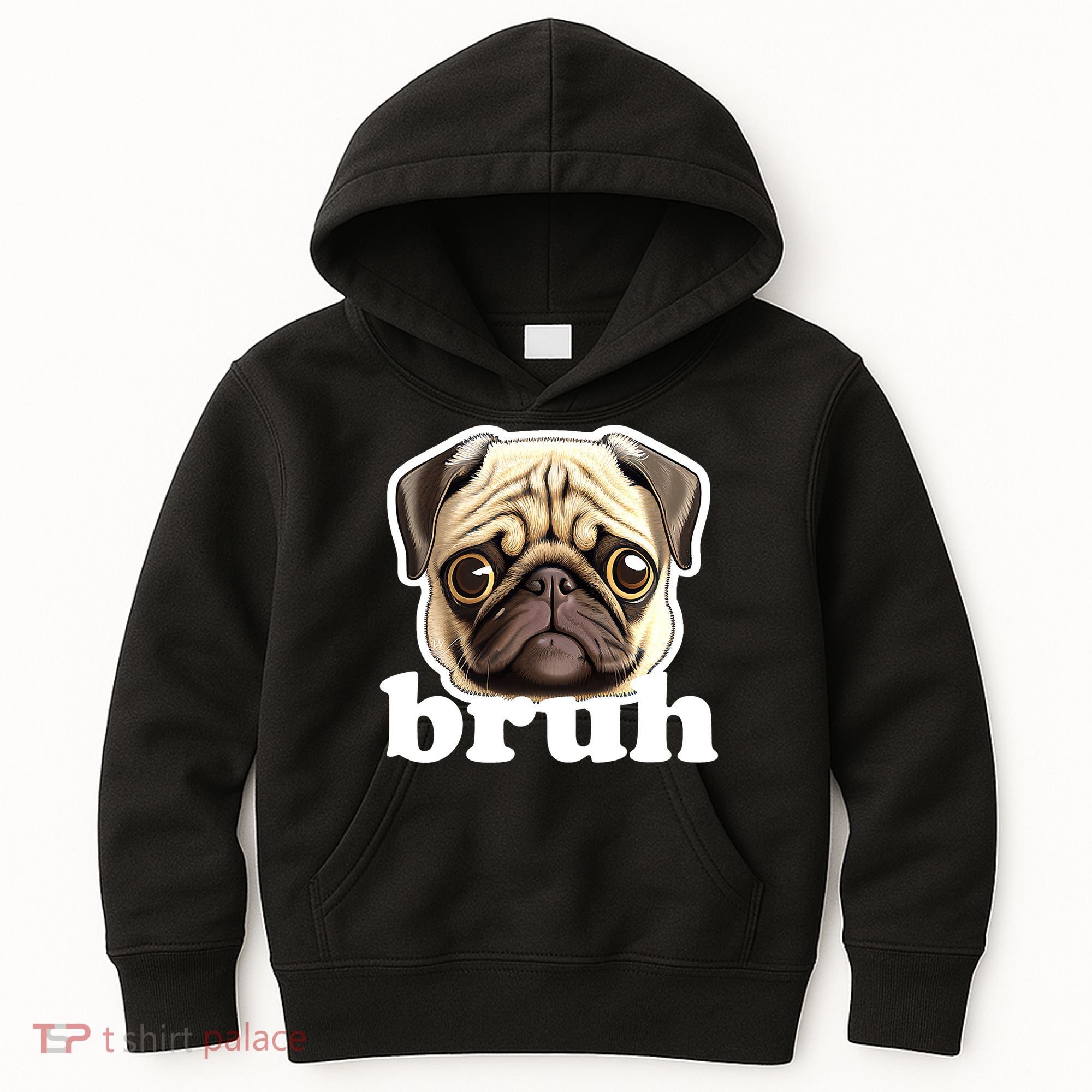Pug says Bruh – Funny Humorous Pet Dog Kids Hoodie