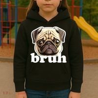 Pug says Bruh – Funny Humorous Pet Dog Kids Hoodie thumb 3