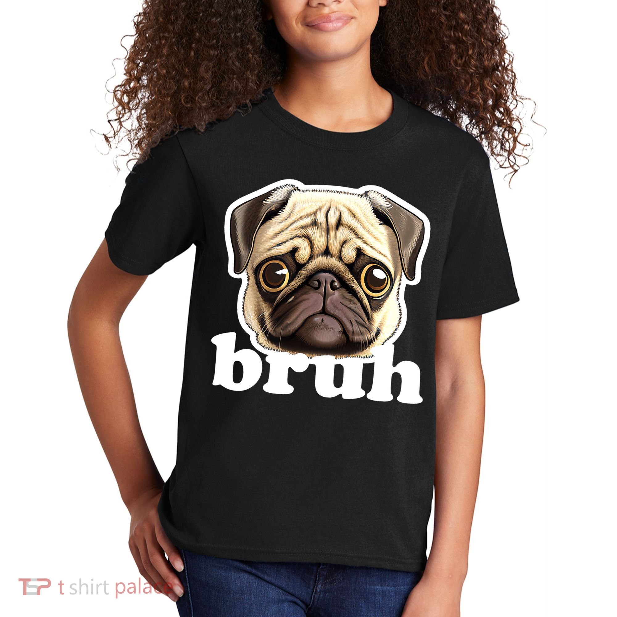 Pug says Bruh – Funny Humorous Pet Dog Kids T-Shirt