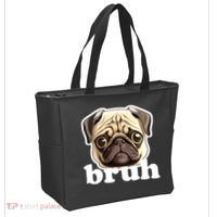 Pug says Bruh – Funny Humorous Pet Dog Tote Bag thumb 2
