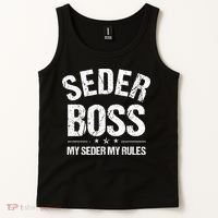 Passover Seder Boss My Rules Jewish Funny Pesach Matzah Tank Top thumb 2