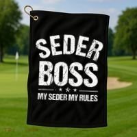 Passover Seder Boss My Rules Jewish Funny Pesach Matzah Golf Towel thumb 1