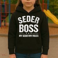 Passover Seder Boss My Rules Jewish Funny Pesach Matzah Kids Hoodie thumb 3