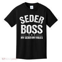 Passover Seder Boss My Rules Jewish Funny Pesach Matzah Kids T-Shirt thumb 0