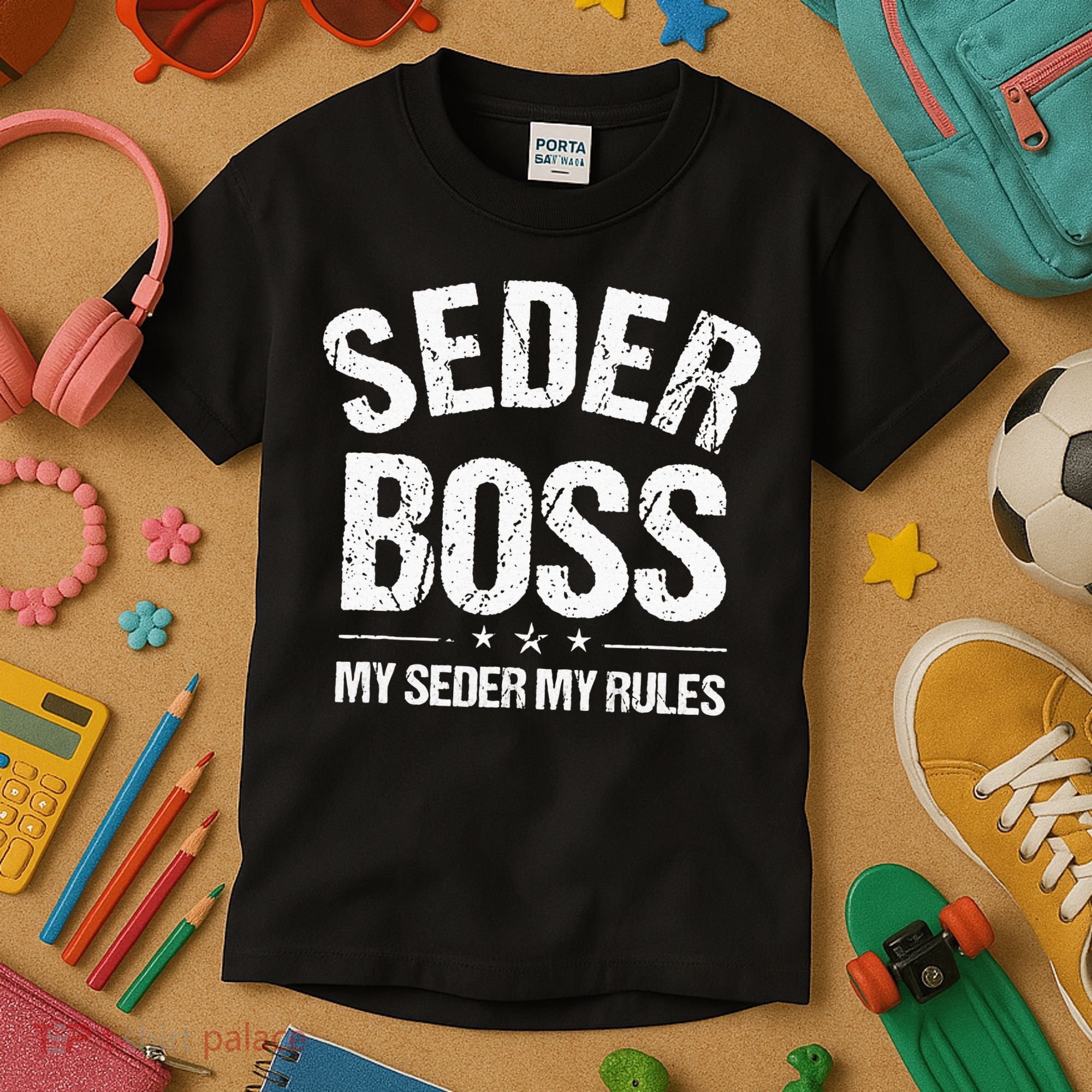 Passover Seder Boss My Rules Jewish Funny Pesach Matzah Kids T-Shirt