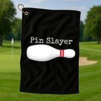 Pin Slayer Bowling Funny Graphic Strikes Turkeys Golf Towel thumb 1