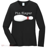 Pin Slayer Bowling Funny Graphic Strikes Turkeys Women's Long Sleeve Shirt thumb 0