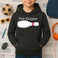 Pin Slayer Bowling Funny Graphic Strikes Turkeys Kids Hoodie thumb 2