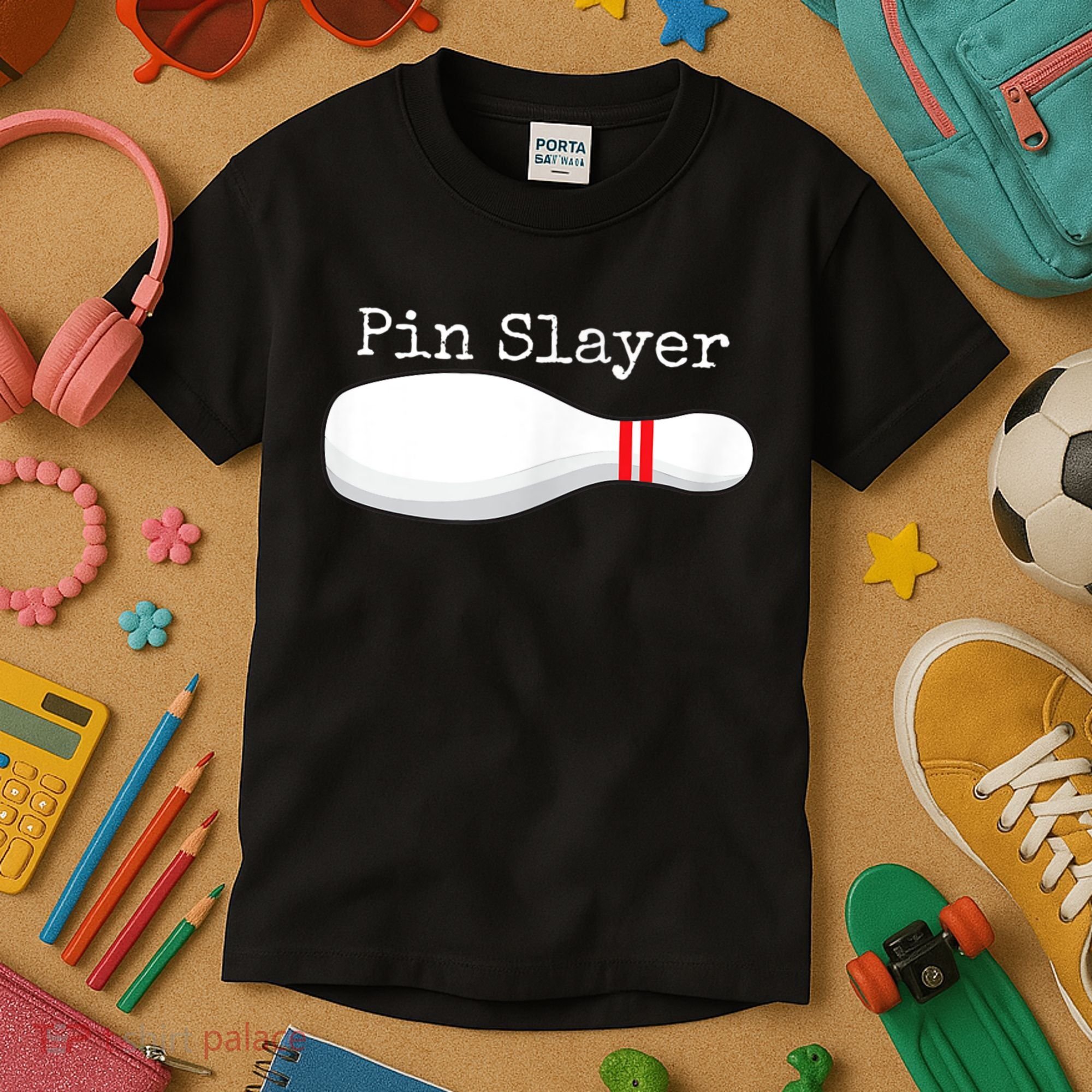 Pin Slayer Bowling Funny Graphic Strikes Turkeys Kids T-Shirt