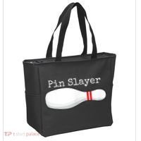 Pin Slayer Bowling Funny Graphic Strikes Turkeys Tote Bag thumb 2