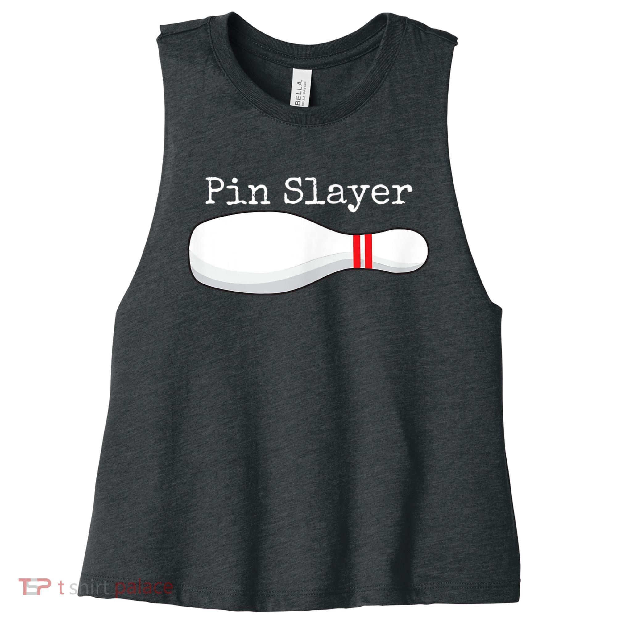 Pin Slayer Bowling Funny Graphic Strikes Turkeys Women's Racerback Cropped Tank
